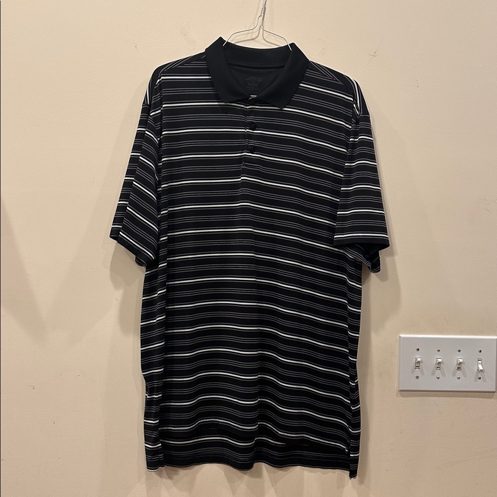 BCG Black Gray White Striped Golf Shirt XL